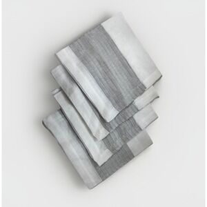 Bodrum Linen Blend Napkins White & Grey Set Of 4 - Entertaining Fancy Dining 21"